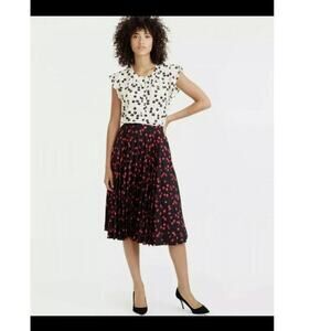 J.Crew Cherry Print Midi Pleated Skirt Size: 4